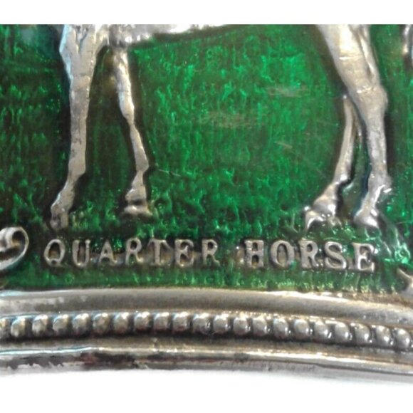 Pewter Belt Buckle Quarter Horse enameled Equestrian - Picture 4 of 7